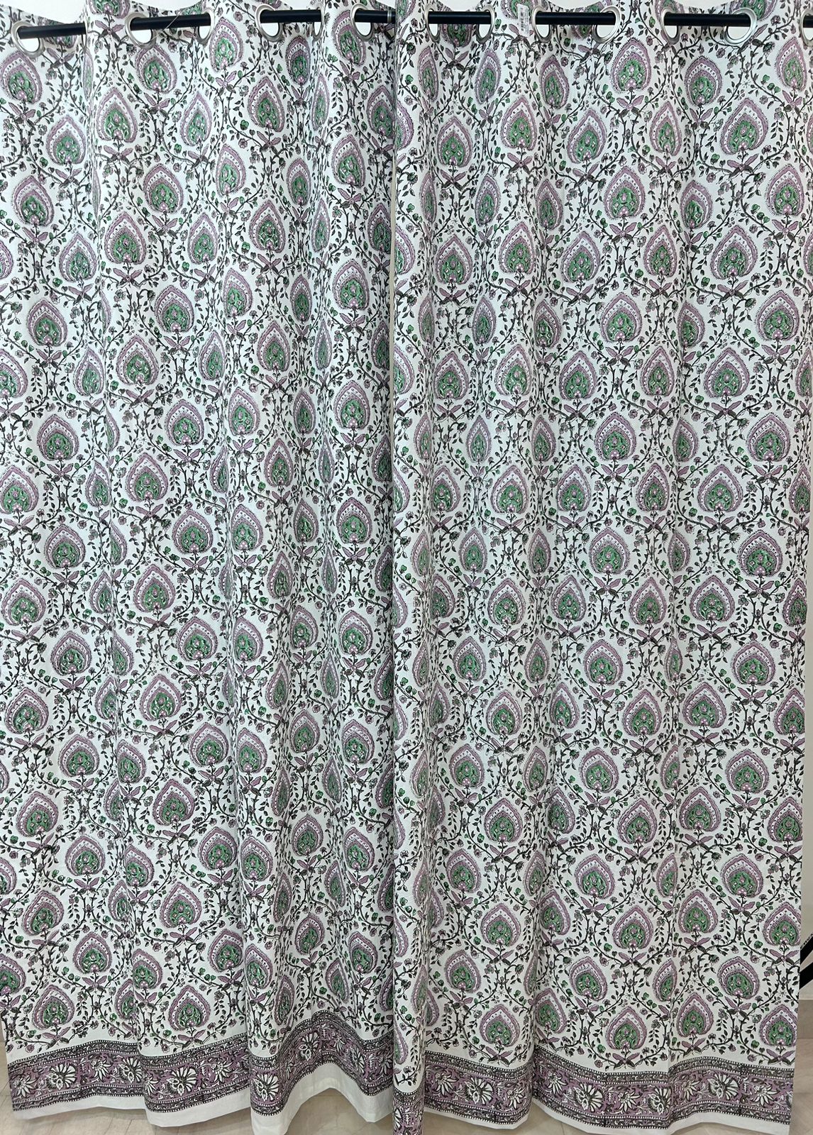 Cotton Curtains Pink Base Floral