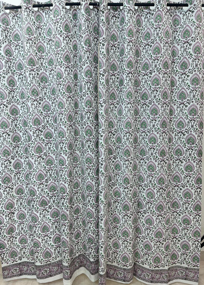 Cotton Curtains Pink Base Floral