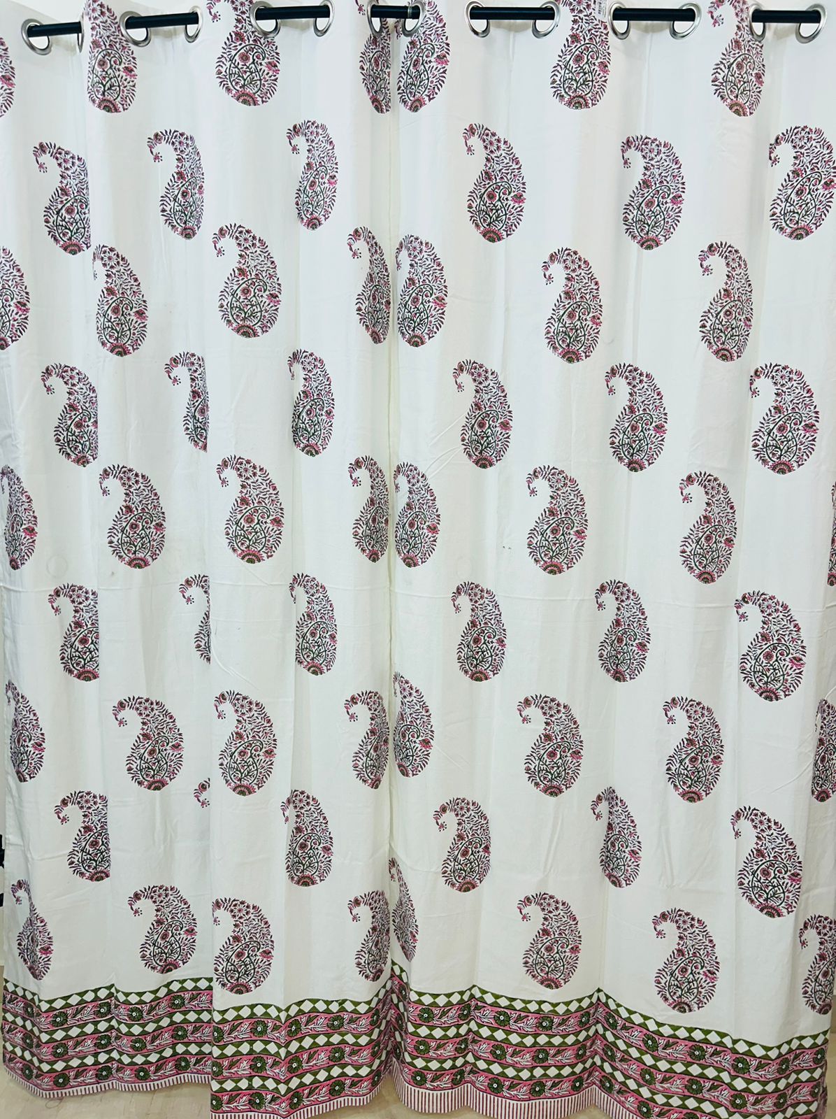 Cotton Curtains Pink Base Floral