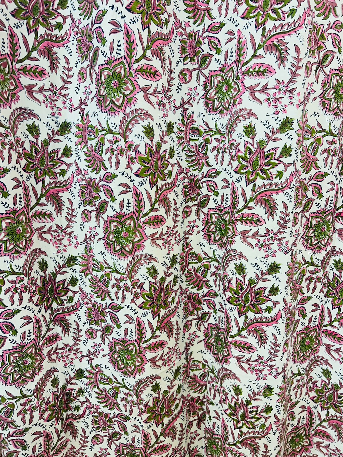 Cotton Curtains Pink Base Floral