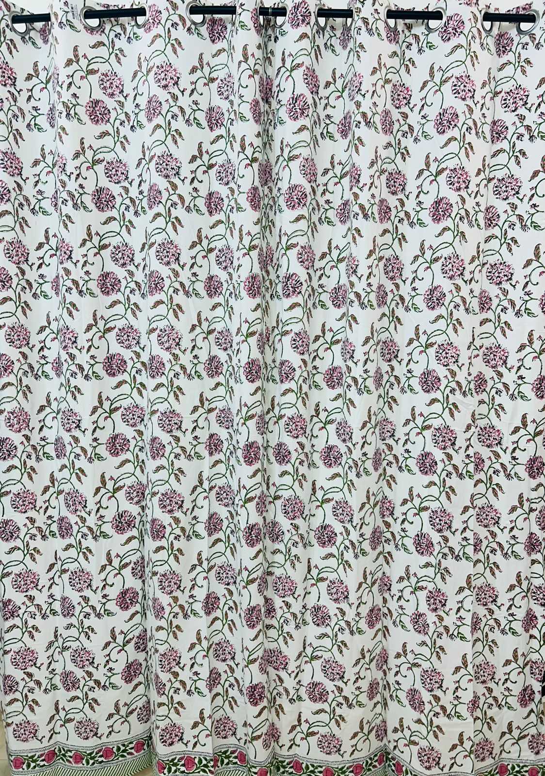 Cotton Curtains Pink Base Floral