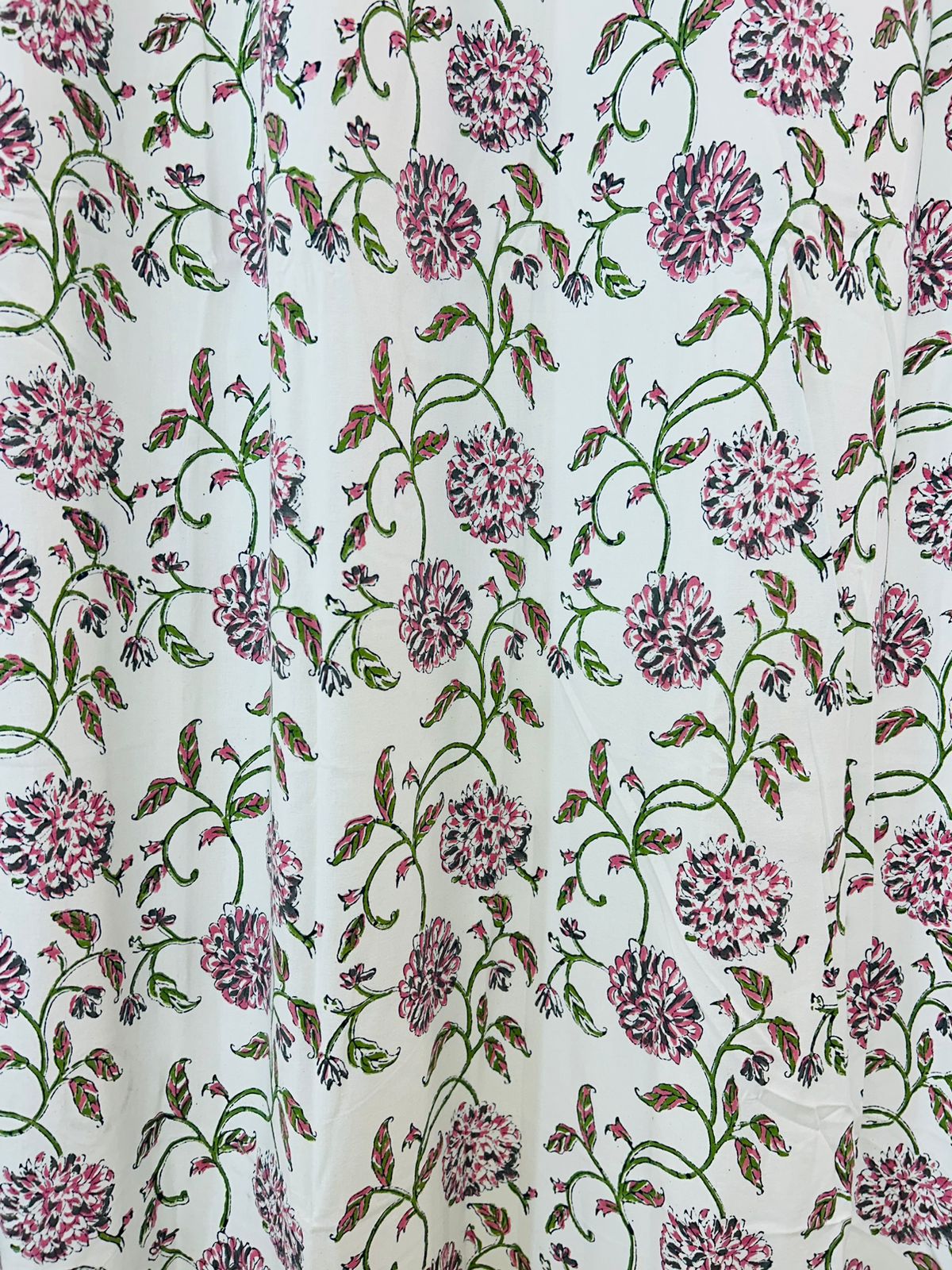 Cotton Curtains Pink Base Floral