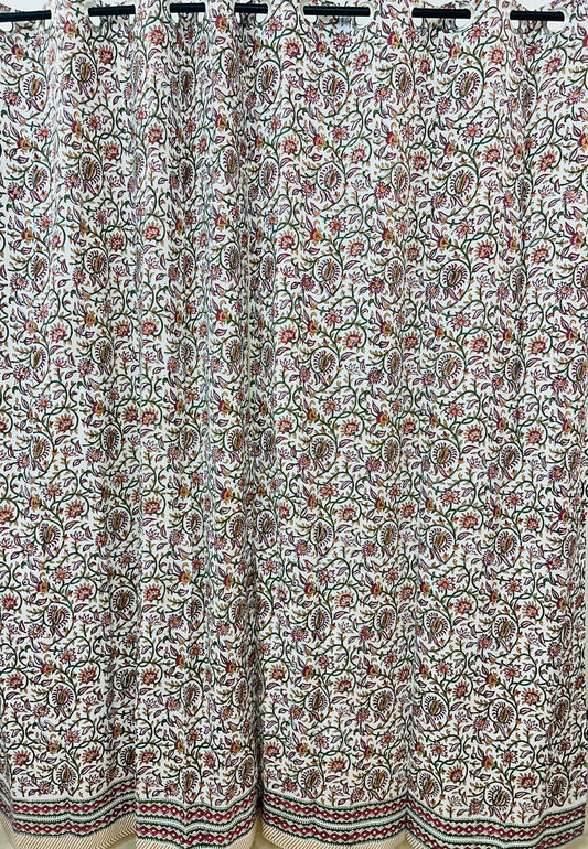 Cotton Curtains Pink Base Floral