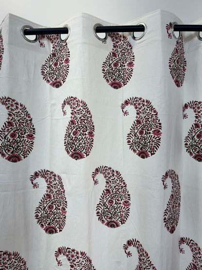 Cotton Curtains Pink Base Floral