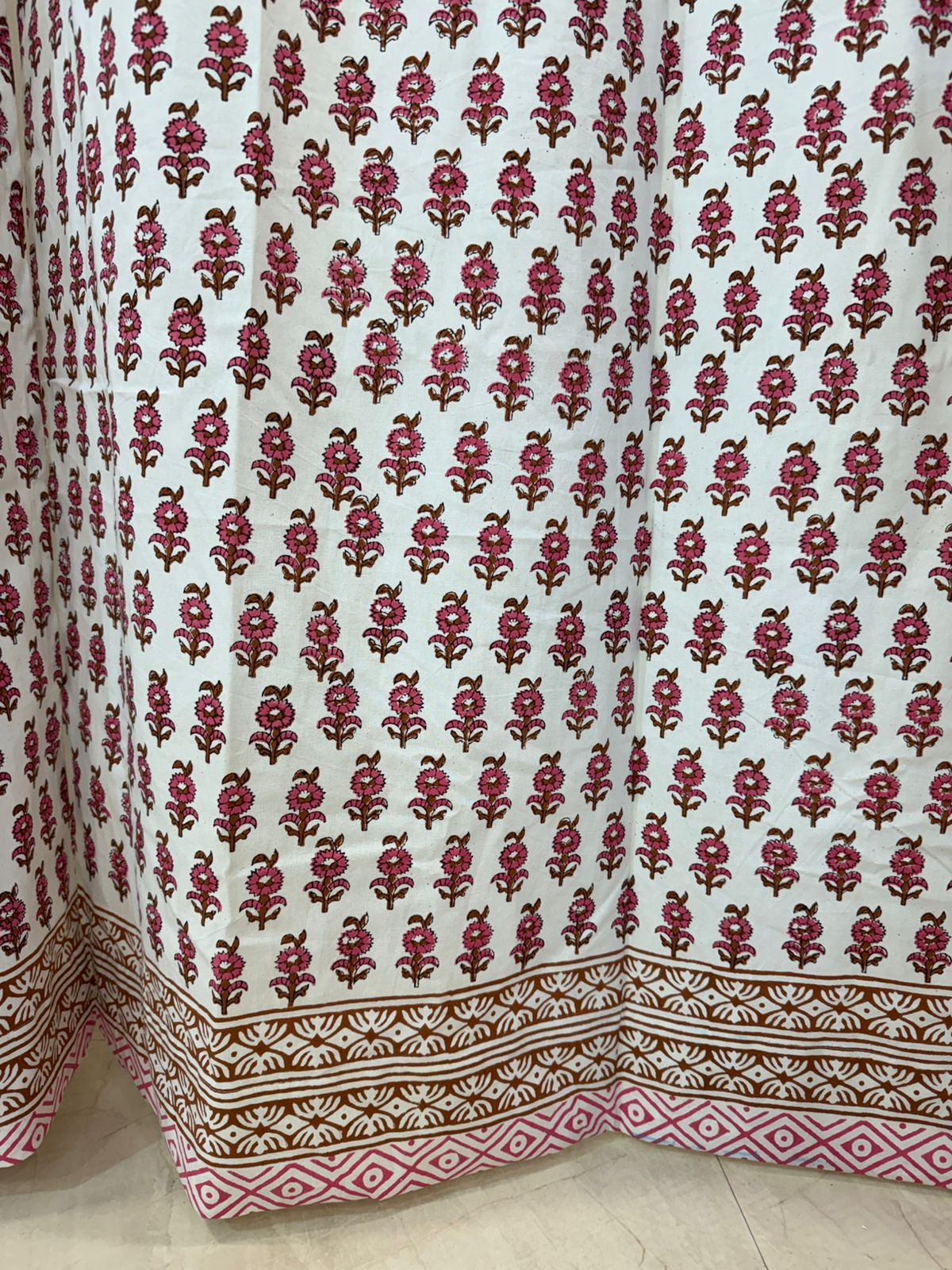 Cotton Curtains Pink Base Floral