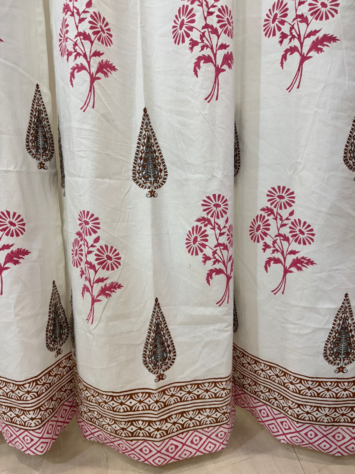 Cotton Curtains Pink Base Floral