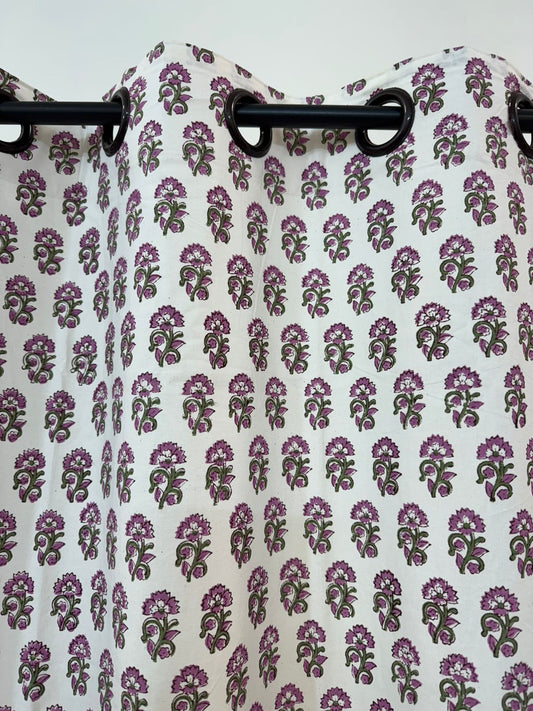 Cotton Curtains Pink Base Floral