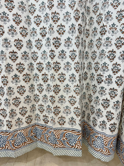 Natural Hue Bud Cotton Curtains 7ft Set(2pcs)