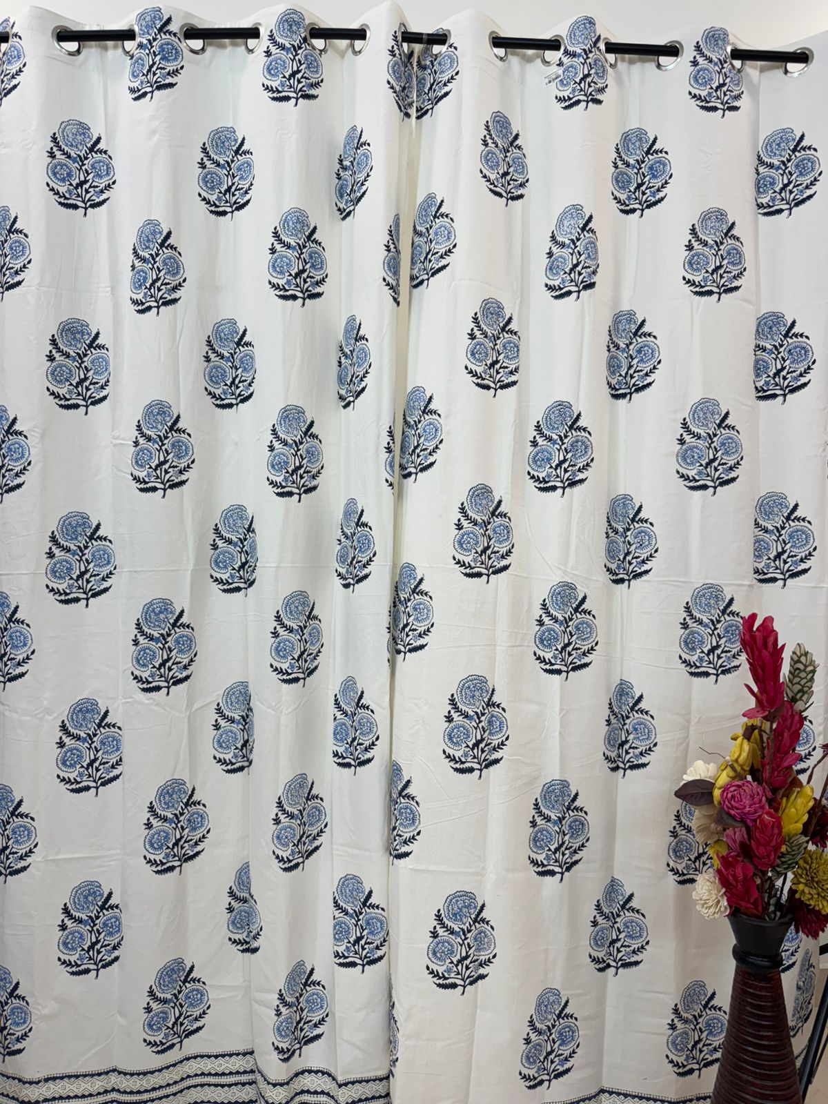 Sapphire Spring Boota Cotton Curtains 7ft Set(2pcs)