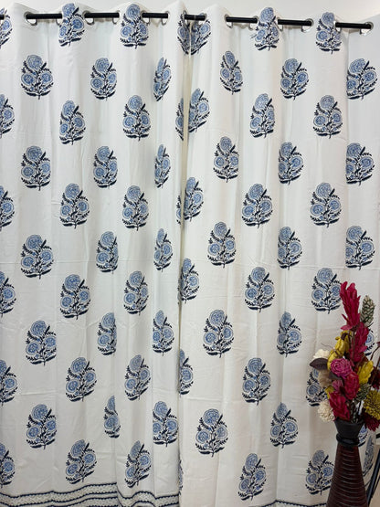 Sapphire Spring Boota Cotton Curtains 7ft Set(2pcs)
