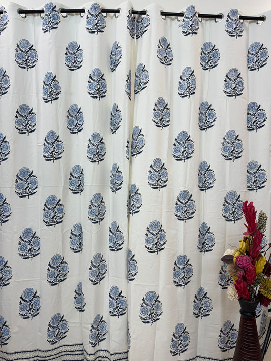 Sapphire Spring Boota Cotton Curtains 7ft Set(2pcs)