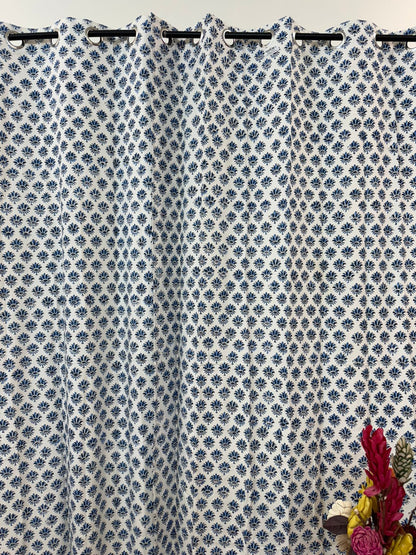 BlueRoots Bud Cotton Curtains 7ft Set(2pcs)