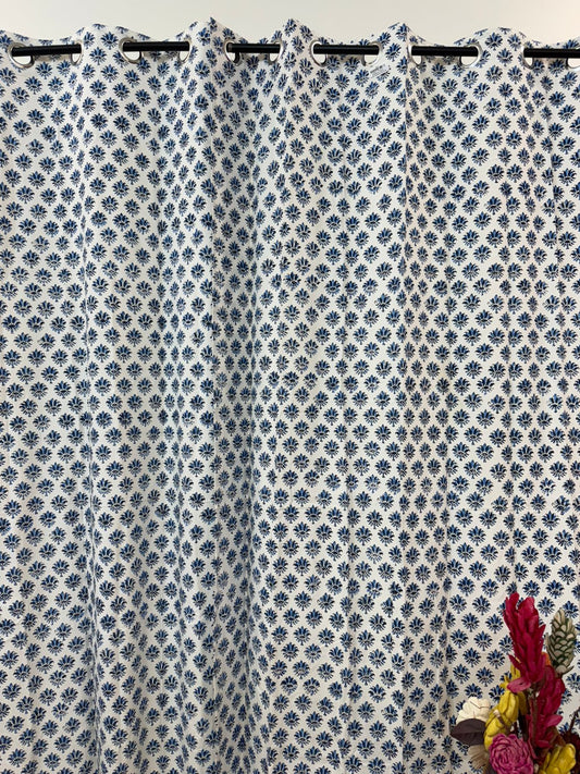 BlueRoots Bud Cotton Curtains 7ft Set(2pcs)