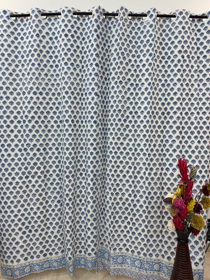 BlueRoots Bud Cotton Curtains 7ft Set(2pcs)