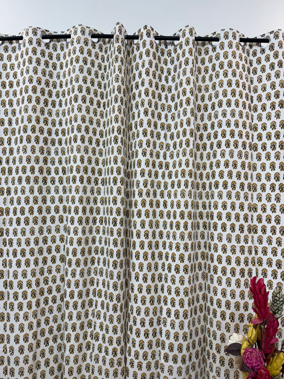 Mustard Veil Cotton Curtains 7ft Set(2pcs)