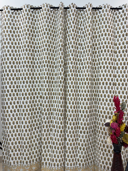 Mustard Veil Cotton Curtains 7ft Set(2pcs)