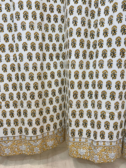 Mustard Veil Cotton Curtains 7ft Set(2pcs)