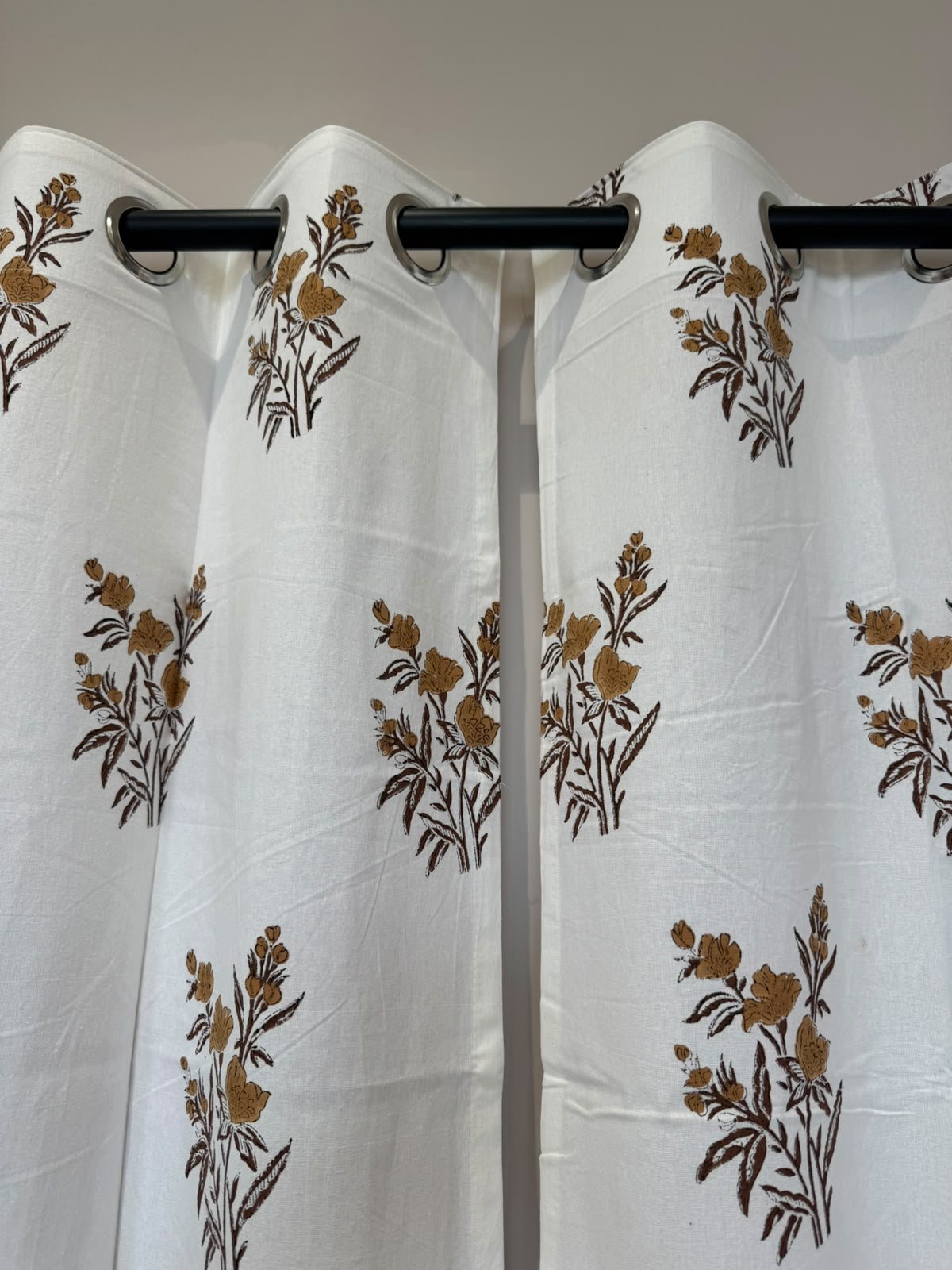 Block Printed Cotton Curtains 7ft Set(2pcs)