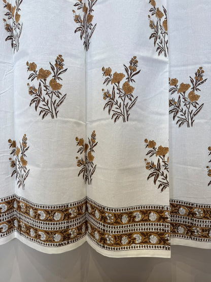 Block Printed Cotton Curtains 7ft Set(2pcs)