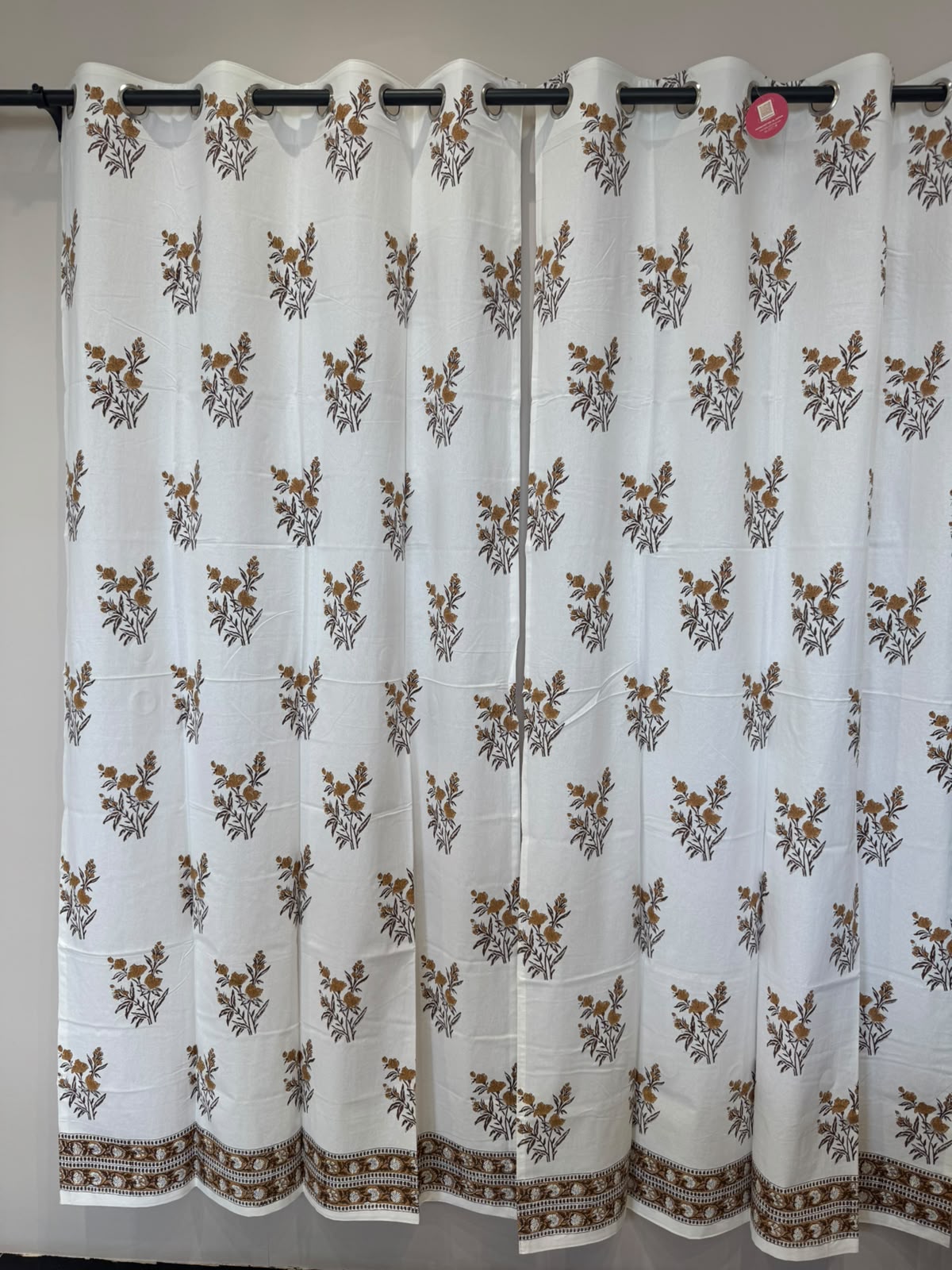 Block Printed Cotton Curtains 7ft Set(2pcs)