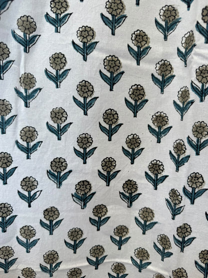 Block Printed Cotton Curtains 7ft Set(2pcs)
