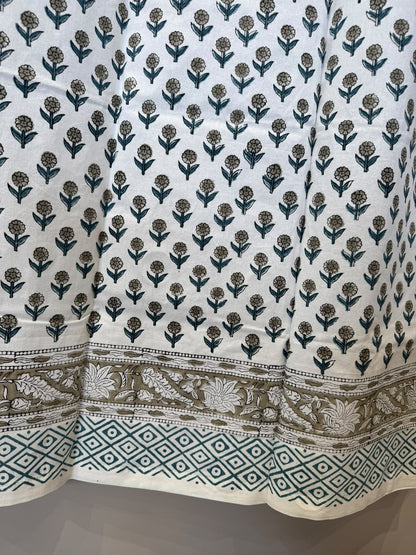 Block Printed Cotton Curtains 7ft Set(2pcs)
