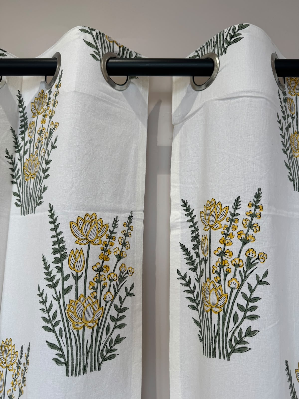Block Printed Cotton Curtains 7ft Set(2pcs)