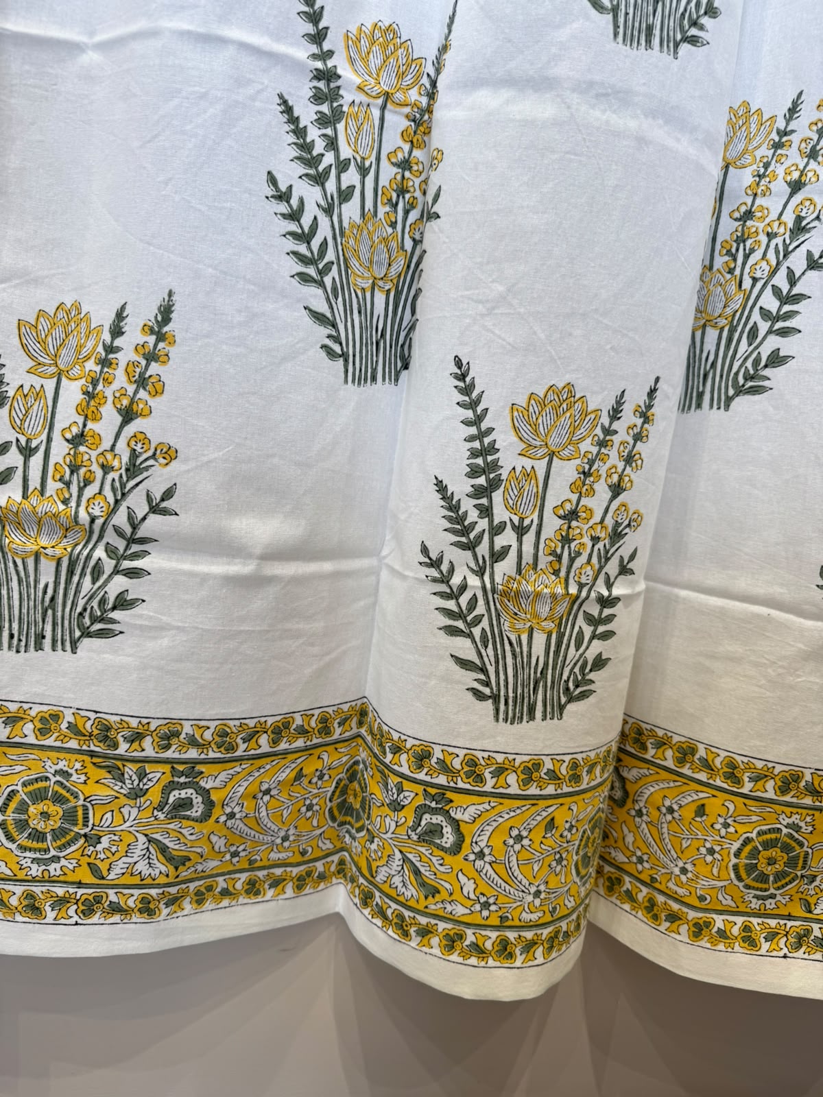 Block Printed Cotton Curtains 7ft Set(2pcs)