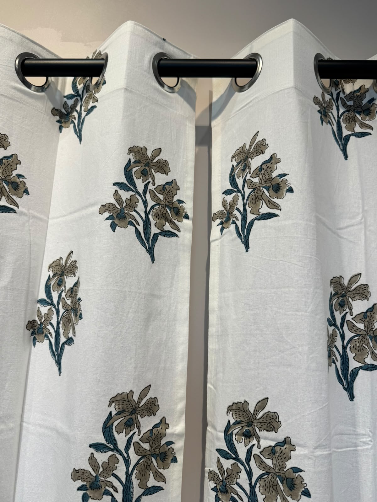 Block Printed Cotton Curtains 7ft Set(2pcs)