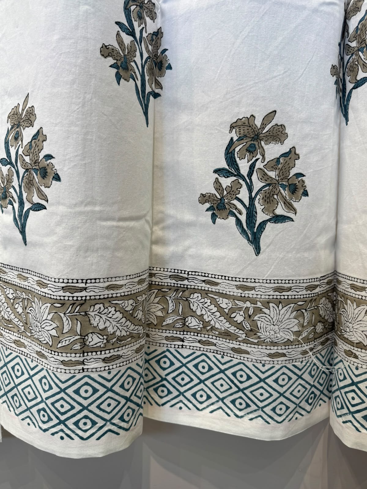 Block Printed Cotton Curtains 7ft Set(2pcs)