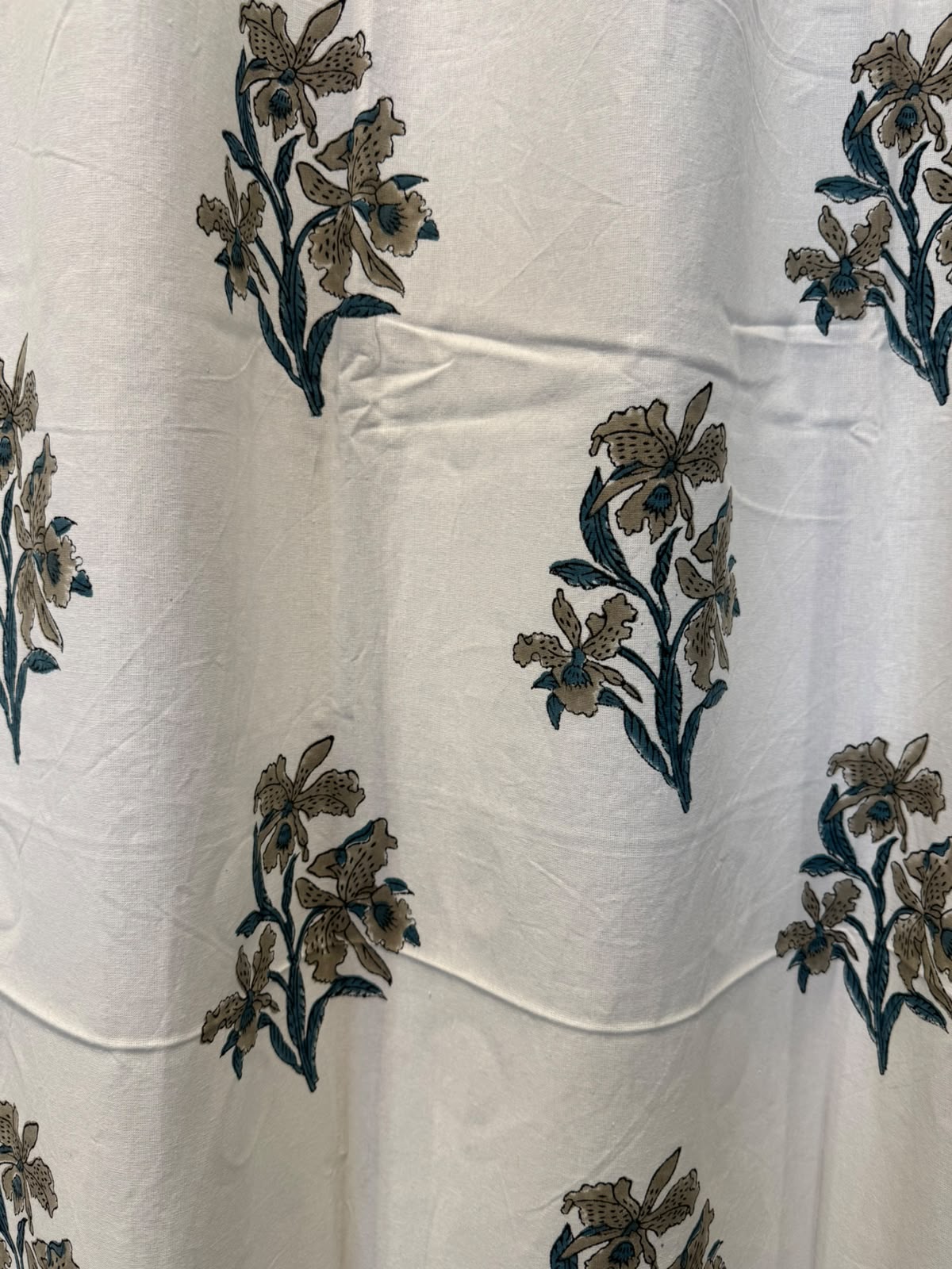 Block Printed Cotton Curtains 7ft Set(2pcs)