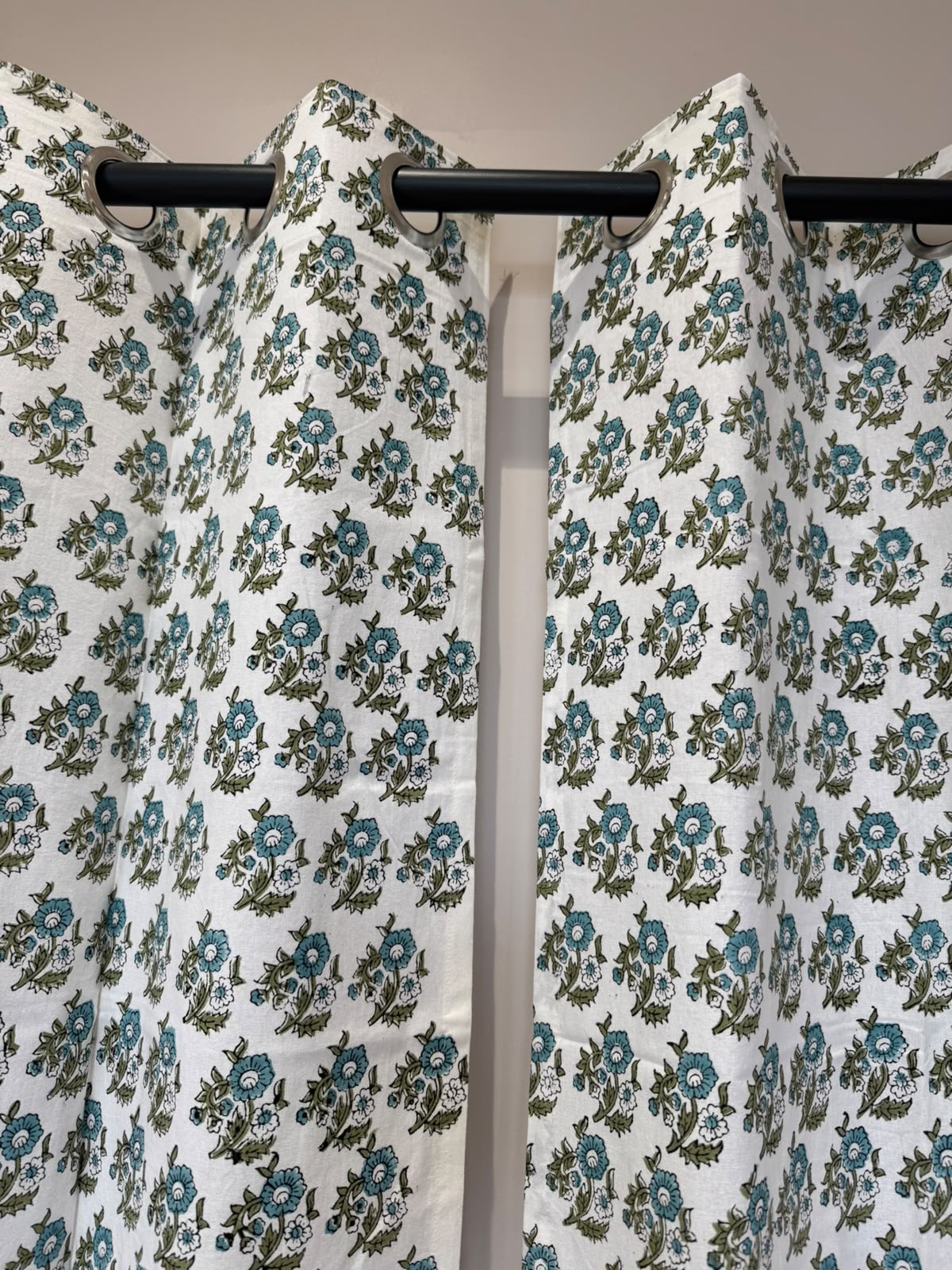 Block Printed Cotton Curtains 7ft Set(2pcs)