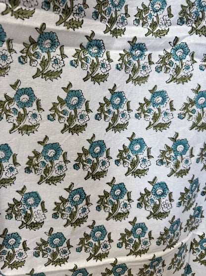 Block Printed Cotton Curtains 7ft Set(2pcs)