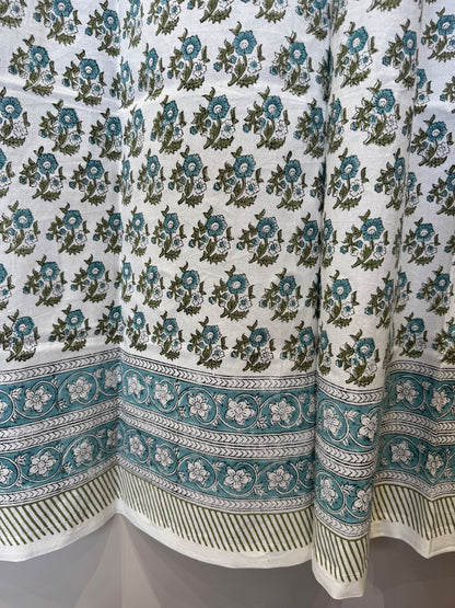 Block Printed Cotton Curtains 7ft Set(2pcs)