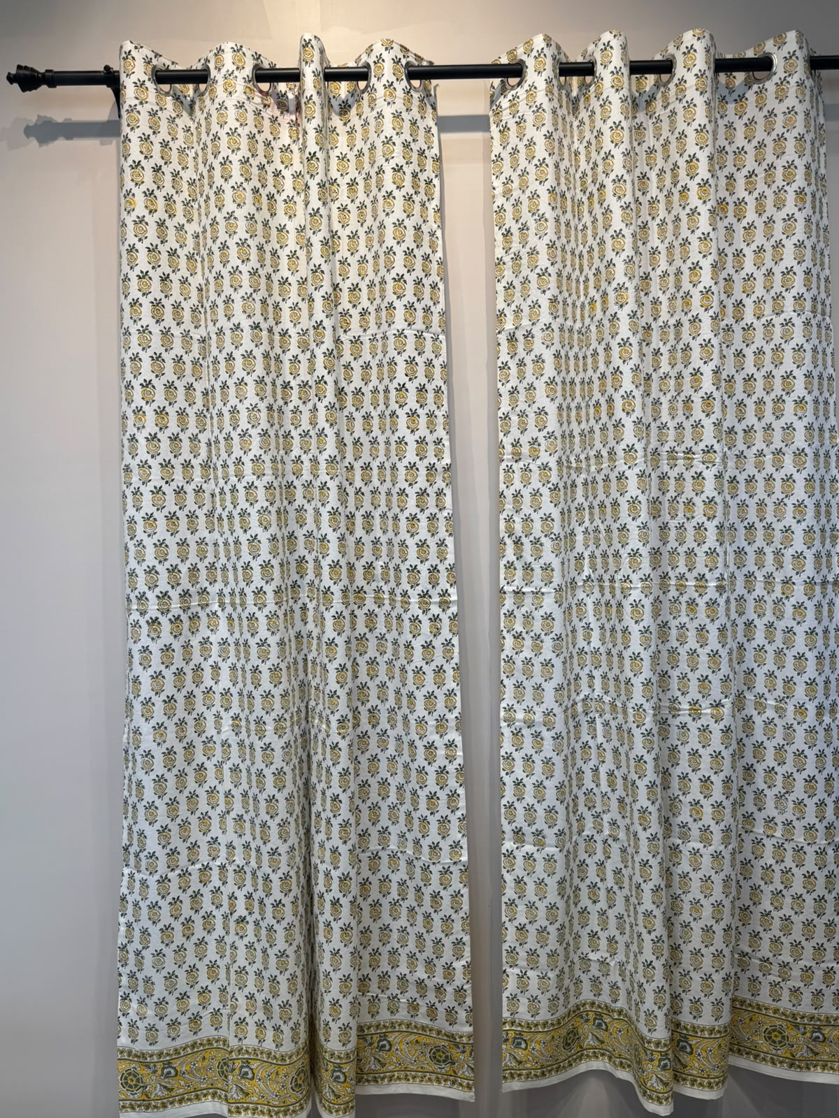 Block Printed Cotton Curtains 7ft Set(2pcs)