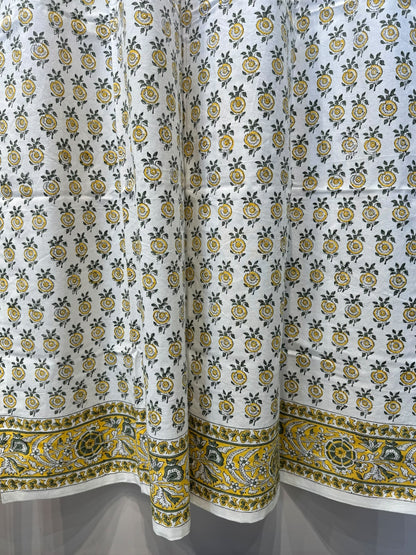 Block Printed Cotton Curtains 7ft Set(2pcs)