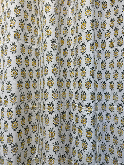 Block Printed Cotton Curtains 7ft Set(2pcs)