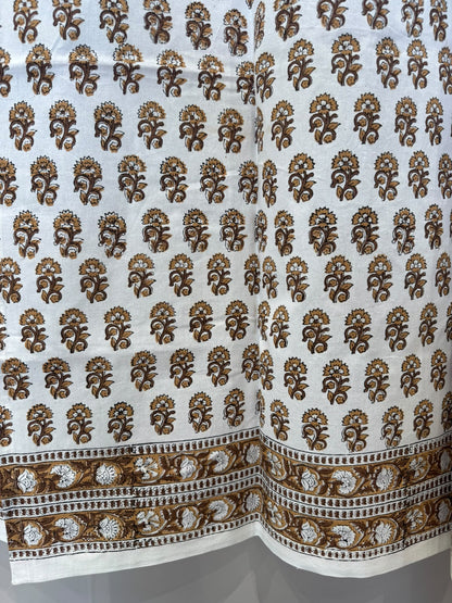 Block Printed Cotton Curtains 7ft Set(2pcs)