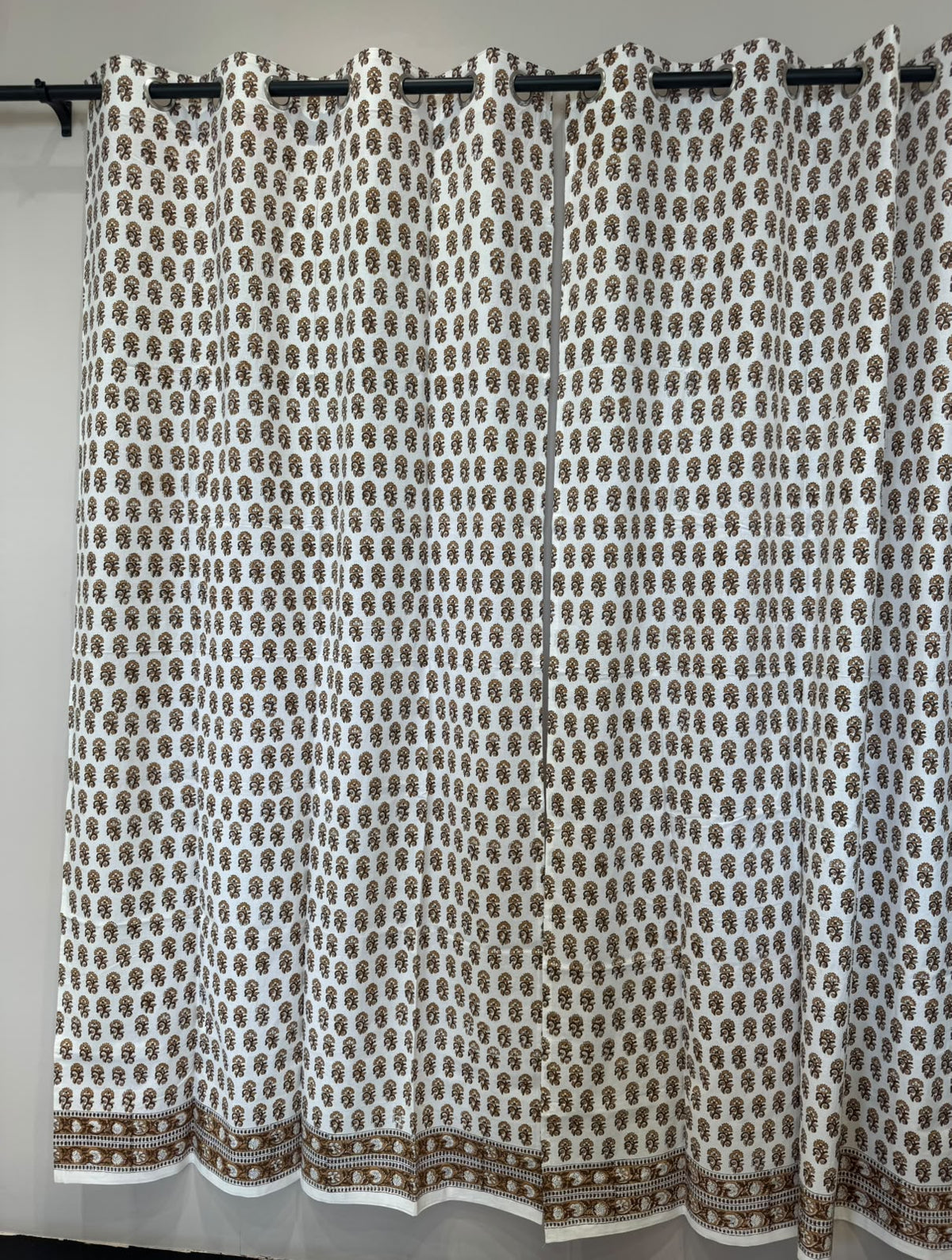 Block Printed Cotton Curtains 7ft Set(2pcs)
