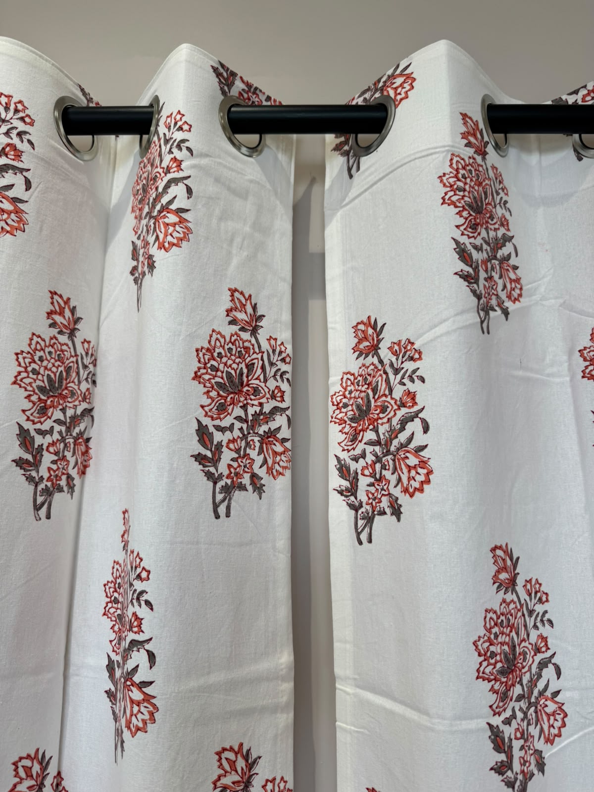 Block Printed Cotton Curtains 7ft Set(2pcs)