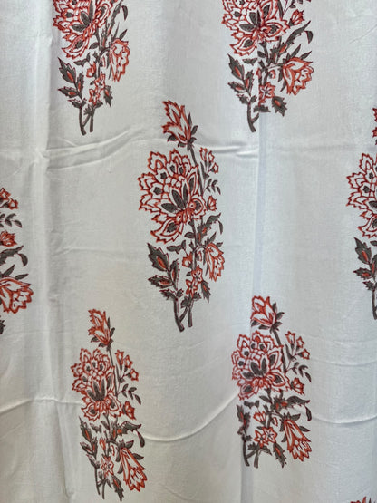 Block Printed Cotton Curtains 7ft Set(2pcs)