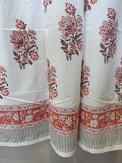 Block Printed Cotton Curtains 7ft Set(2pcs)