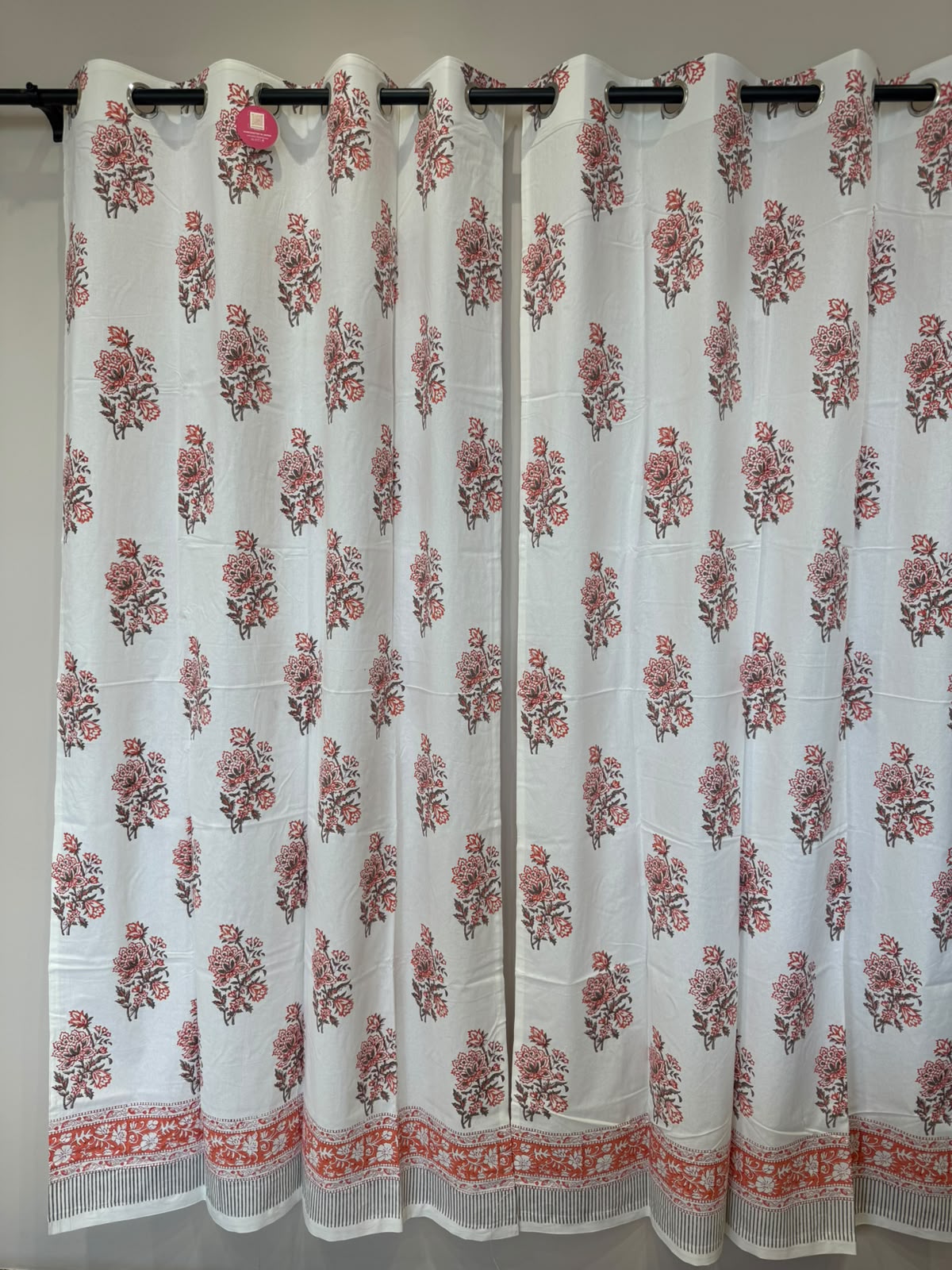 Block Printed Cotton Curtains 7ft Set(2pcs)