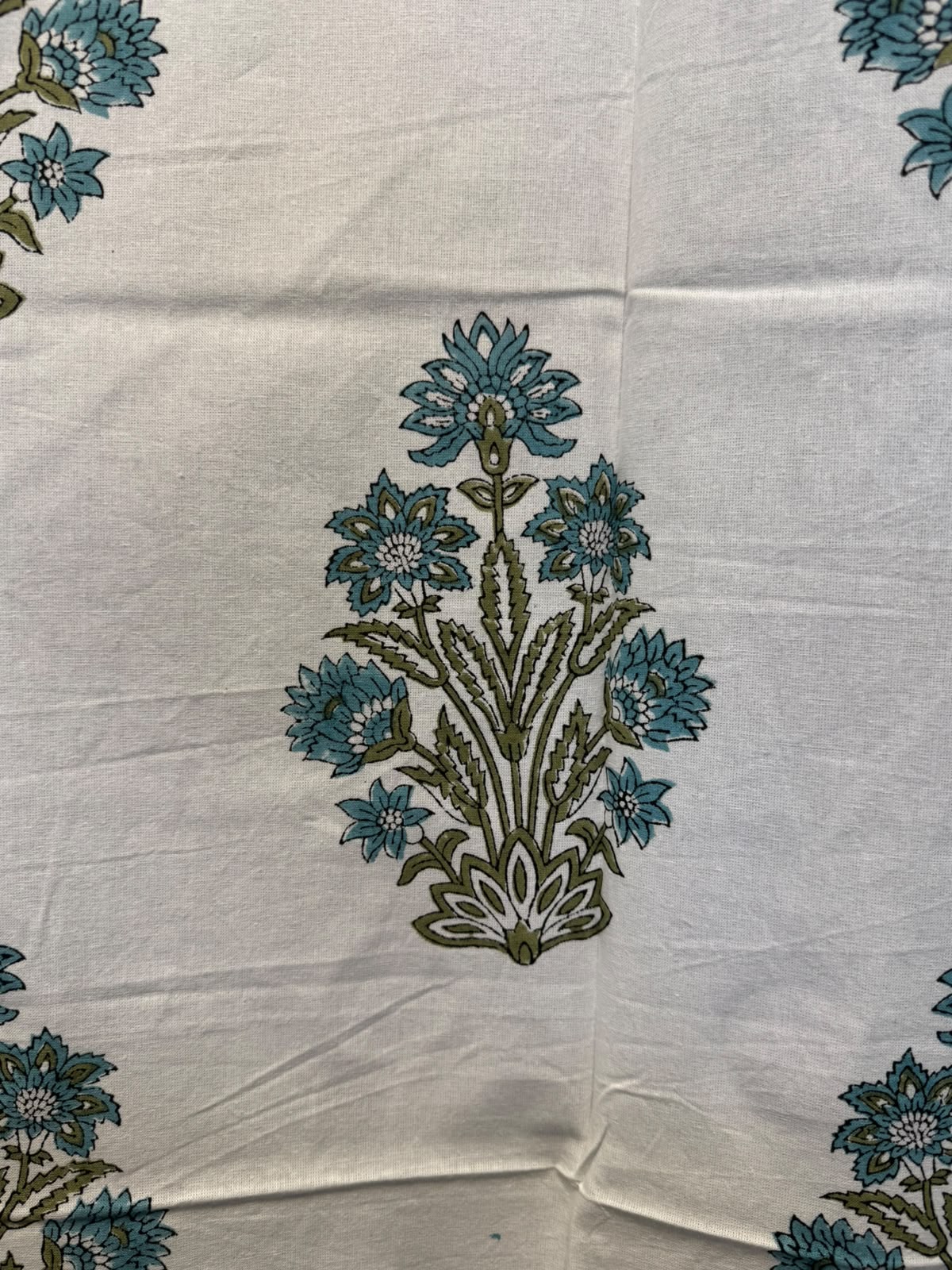 Block Printed Cotton Curtains 7ft Set(2pcs)
