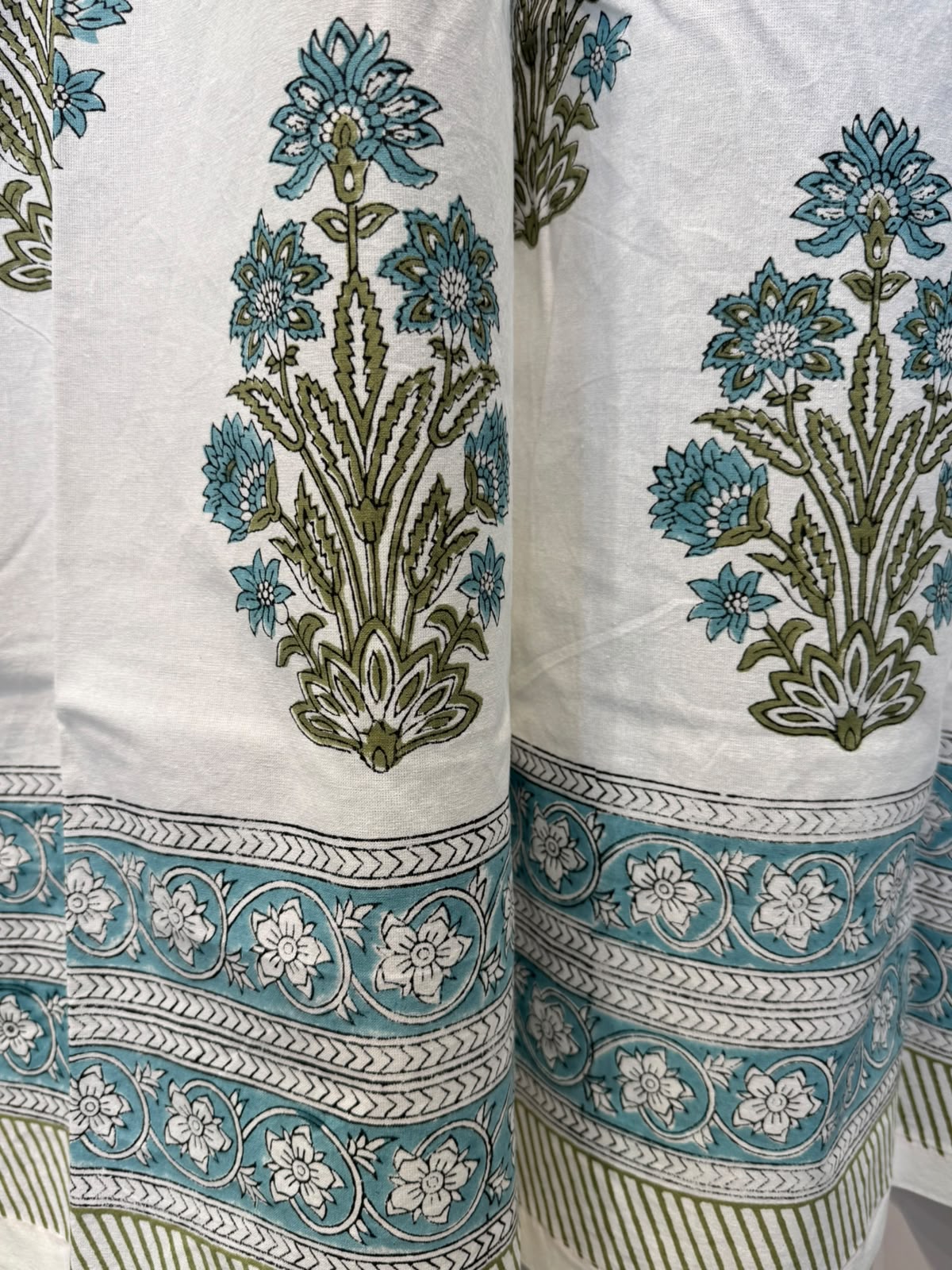 Block Printed Cotton Curtains 7ft Set(2pcs)