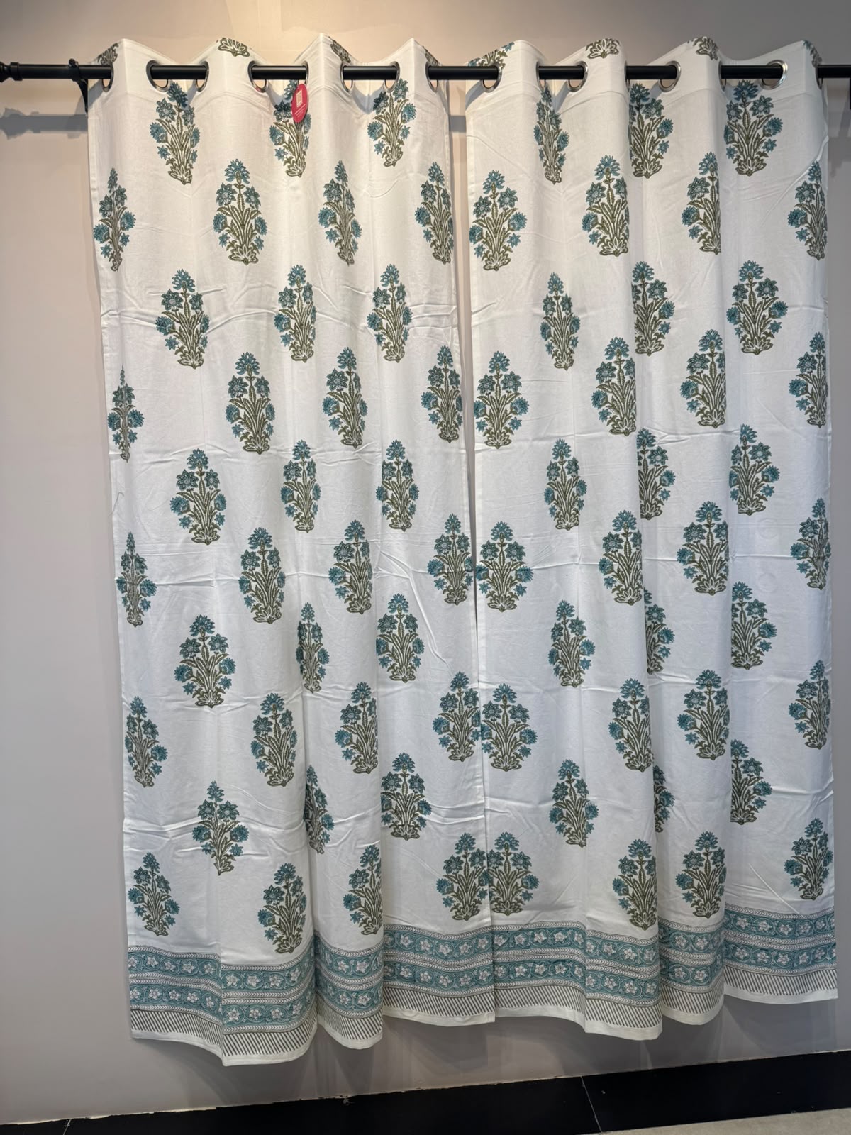 Block Printed Cotton Curtains 7ft Set(2pcs)