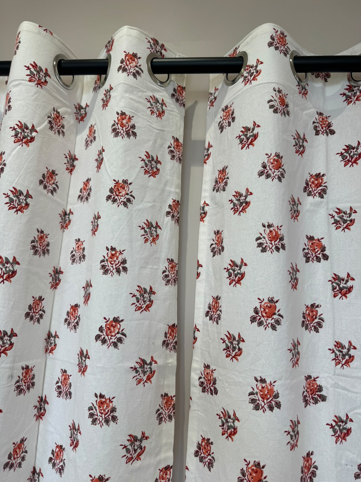 Block Printed Cotton Curtains 7ft Set(2pcs)