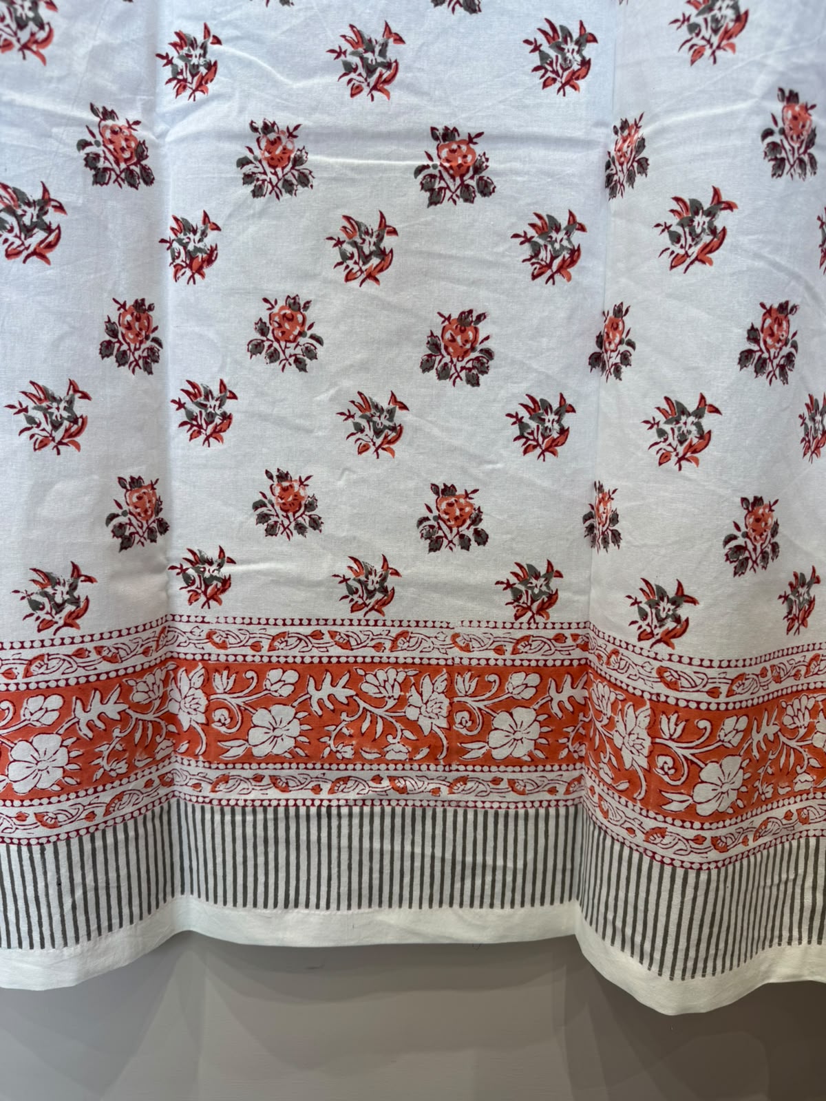 Block Printed Cotton Curtains 7ft Set(2pcs)