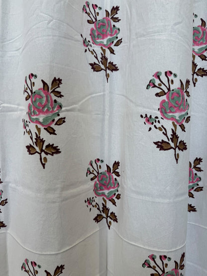 Block Printed Cotton Curtains 7ft Set(2pcs)