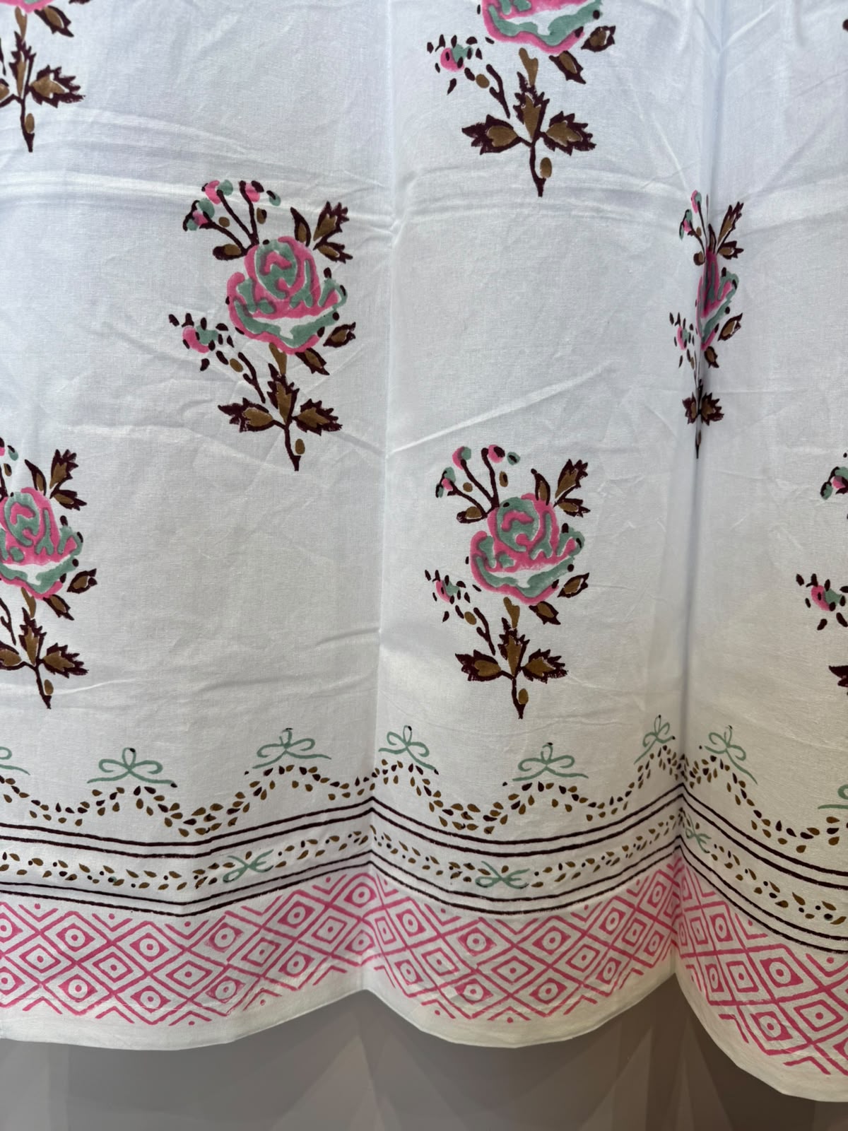 Block Printed Cotton Curtains 7ft Set(2pcs)